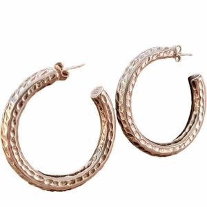 Sterling Handcrafted Hammered 1 5/8" Hoop Earrings